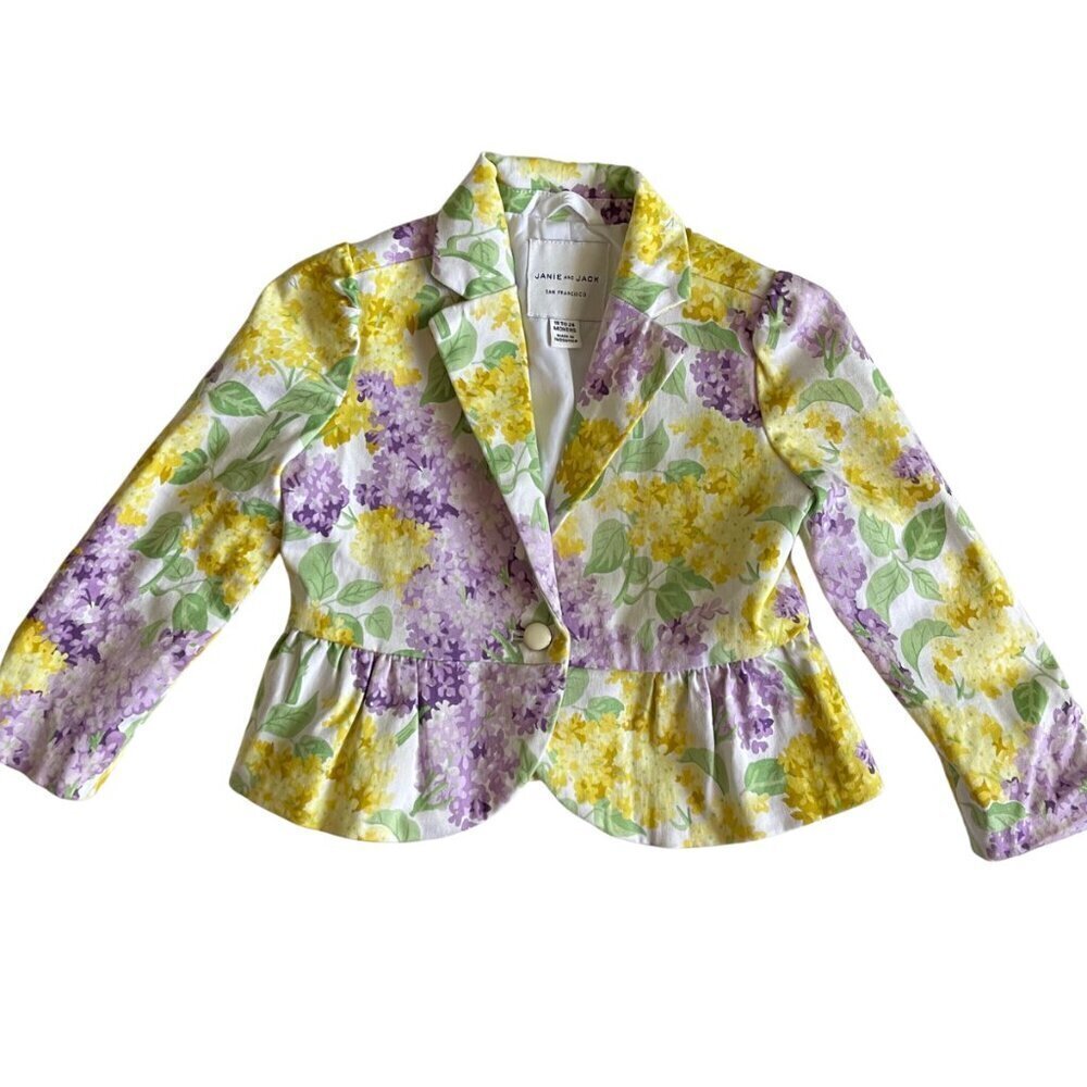 Janie and Jack Yellow and Purple Floral Toddler Jacket Size 18-24 Mo